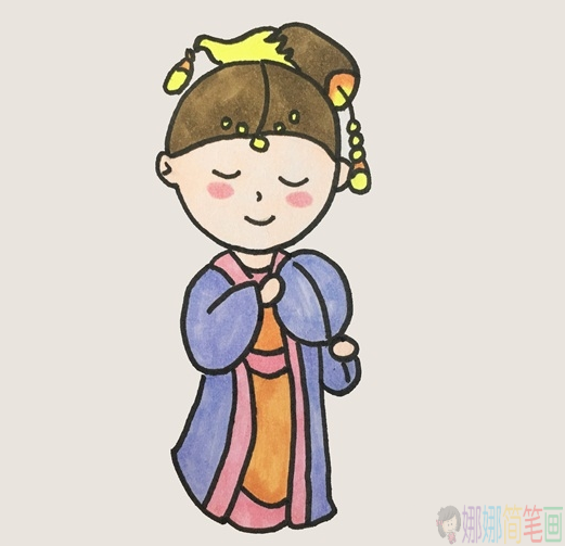 古代公主简笔画彩色图片