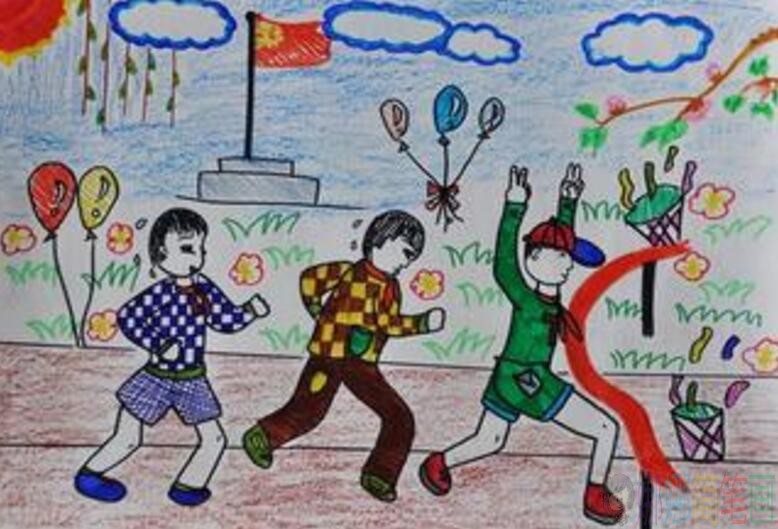 关于运动会的儿童画,好看简单的运动会儿童画作品大全