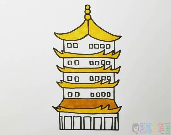 黄鹤楼简笔画图片,黄鹤楼简笔画步骤