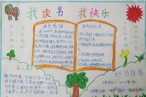 好书推荐卡我爱读书手抄报图片