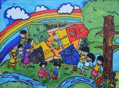2020世界地球日爱护地球主题的儿童画作品图片展示