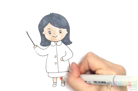 老师儿童简笔画,老师儿童画图片步骤