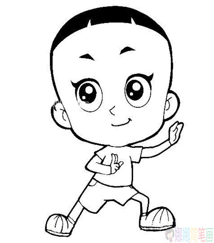 简笔画，动画片大头儿子简笔画详细画法教程