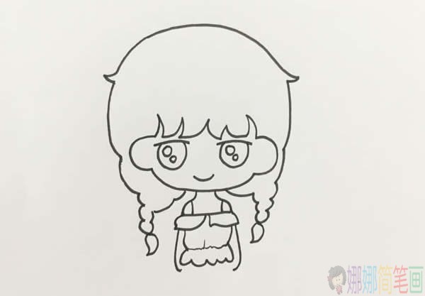 漂亮的麻花辫女孩简笔画图片大全,女孩简笔画怎么画