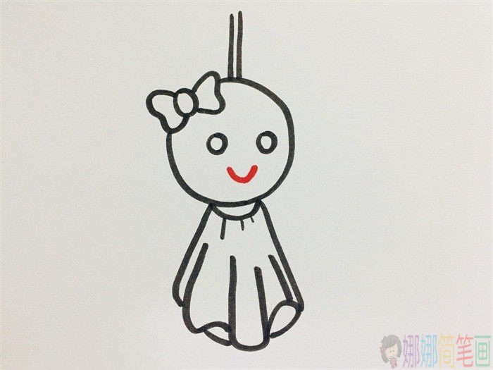 晴天娃娃简笔画教程,简单的晴天娃娃简笔画