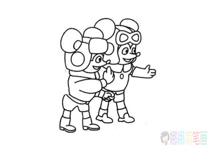 简笔画，舒克与贝塔简笔画教学步骤