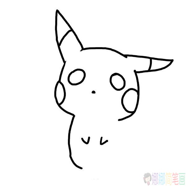 皮卡丘简笔画画法,呆萌的皮卡丘简笔画步骤