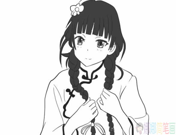 民国女子简笔画图片,民国少女简笔画步骤图