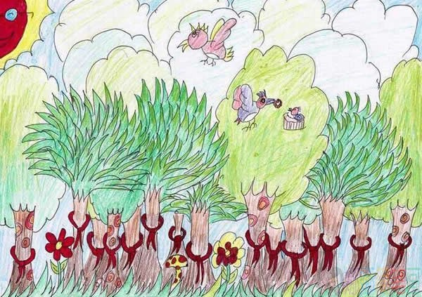 2020世界地球日红领巾在行动儿童画作品鉴赏