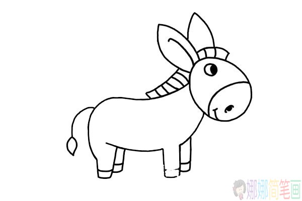 毛驴简笔画,卡通可爱的小毛驴简笔画步骤图解教程