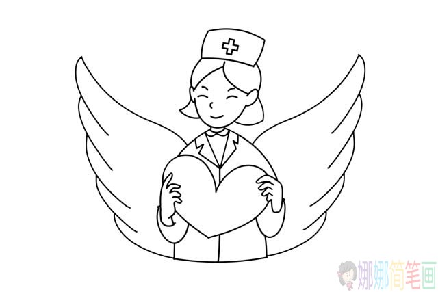 白衣天使简笔画画法步骤,护士简笔画图片