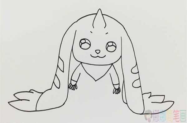 大耳兽简笔画,可爱萌萌的大耳兽简笔画画法步骤图片