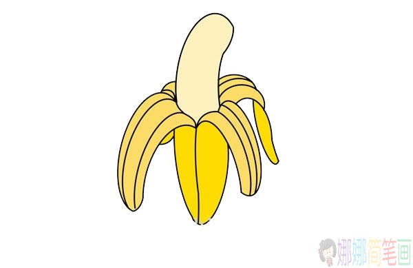剥开的香蕉简笔画画法步骤图片,香蕉简笔画图片