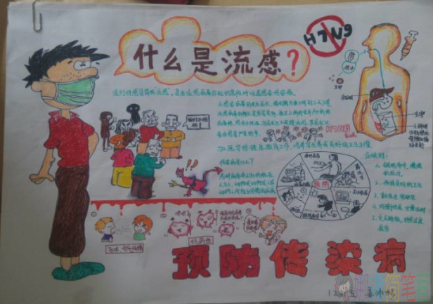 预防感冒，防御病毒儿童手抄报作品鉴赏