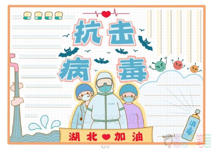 抗击病毒主题好看的手抄报模板