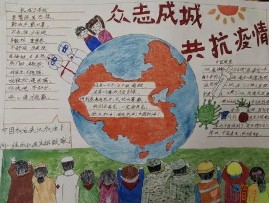 众志成城共抗新冠疫情手抄报内容和绘画