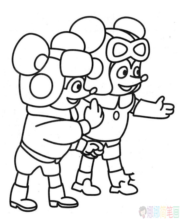 简笔画，舒克与贝塔简笔画教学步骤