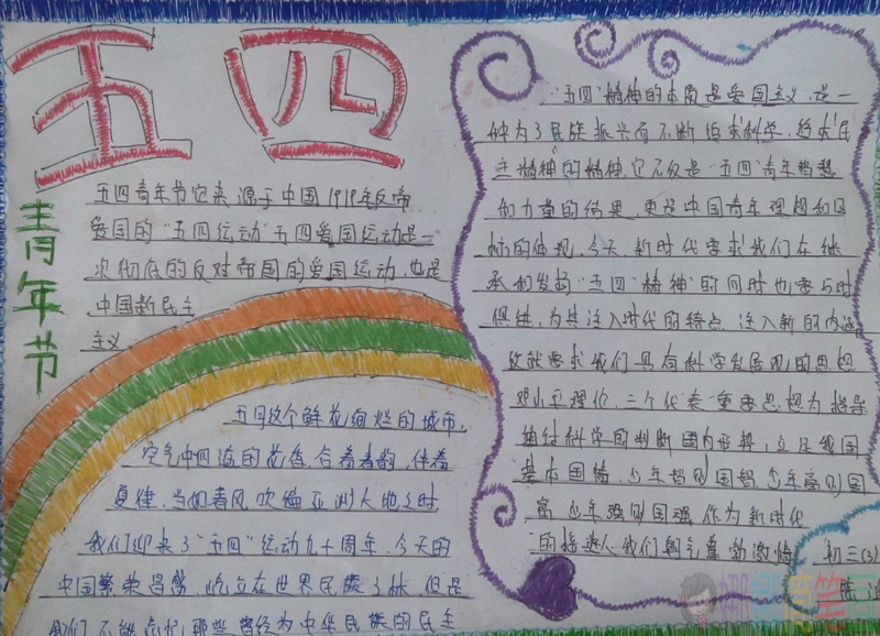 五四青年节手抄报简单好看,青年节手抄报图片