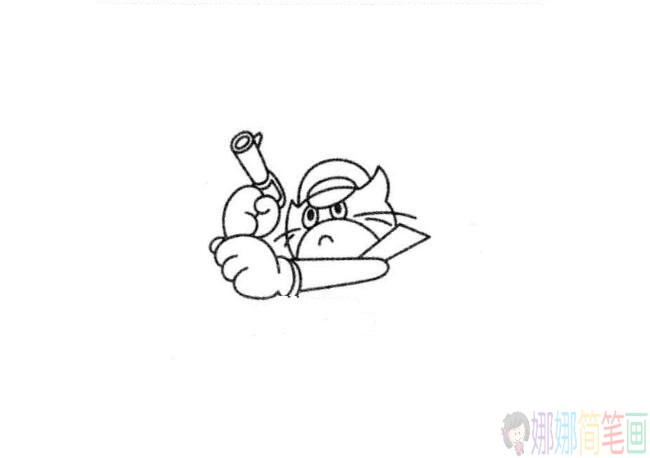 简笔画，动画卡通人物-黑猫警长简笔画教程教学操作步骤图片