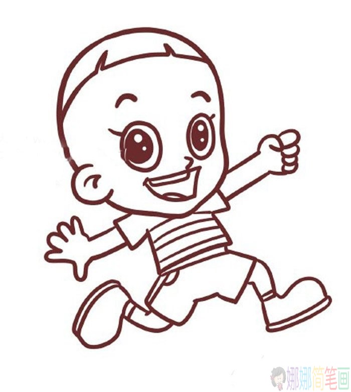 简笔画，动画片大头儿子简笔画详细画法教程