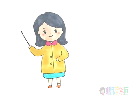 老师儿童简笔画,老师儿童画图片步骤