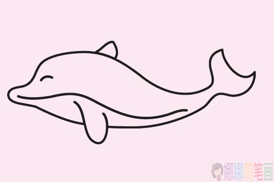 萌萌可爱的海豚简笔画简单画法步骤教程及图片大全