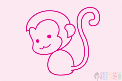 萌萌可爱的卡通猴子简笔画画法步骤教程及图片大全/儿童简笔画 萌萌可爱的卡通猴子简笔画画法步骤教程及图片大全