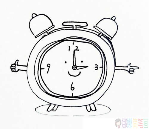 闹钟的画法简笔画图片_九步画出闹钟简笔画的画法步骤图解