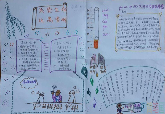 漂亮的世界无烟日手抄报作品大全，远离香烟爱我家园