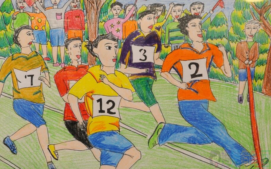 关于运动会的儿童画,好看简单的运动会儿童画作品大全