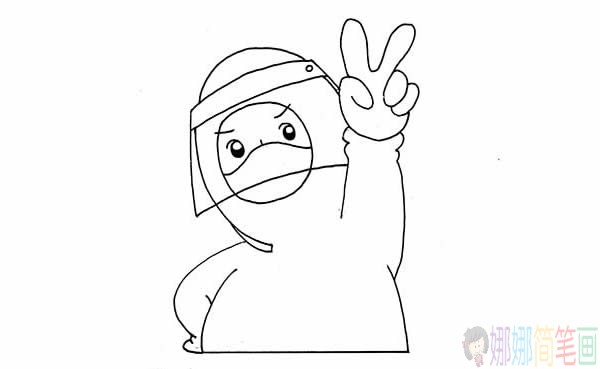 穿防护服的医生简笔画教程