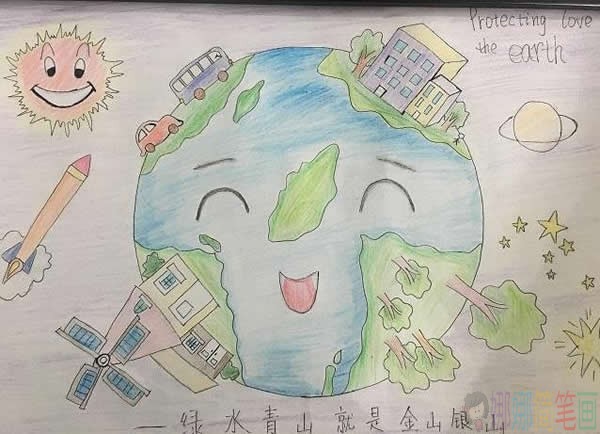 2020世界地球日爱护地球主题的儿童画作品图片展示