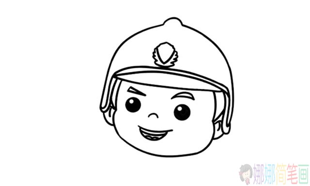 帅气的消防员简笔画彩色画法,Q版卡通消防员简笔画步骤图片