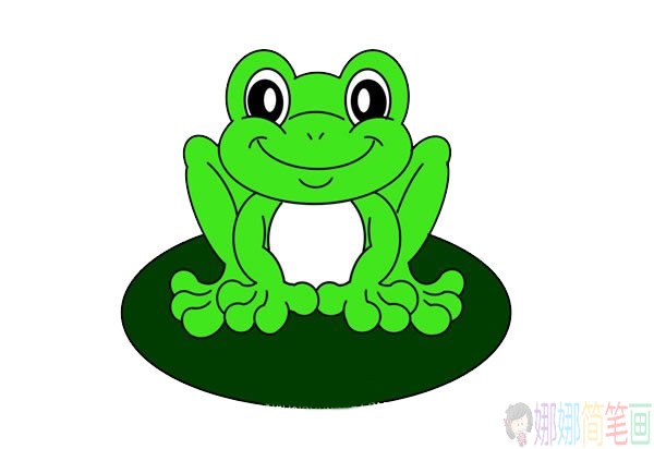 站在荷叶上的青蛙简笔画画法步骤图片