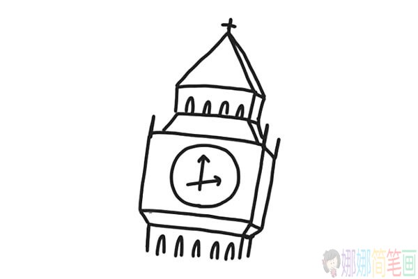 简单的大本钟简笔画画法教程步骤图片大全