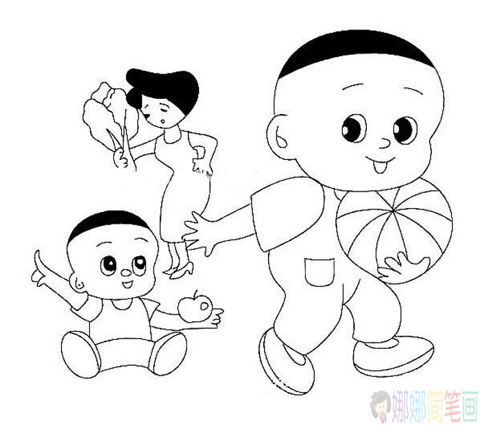 简笔画，动画片大头儿子简笔画详细画法教程
