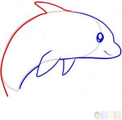 简笔画，可爱简单的海豚简笔画画法图片，详细画法步骤