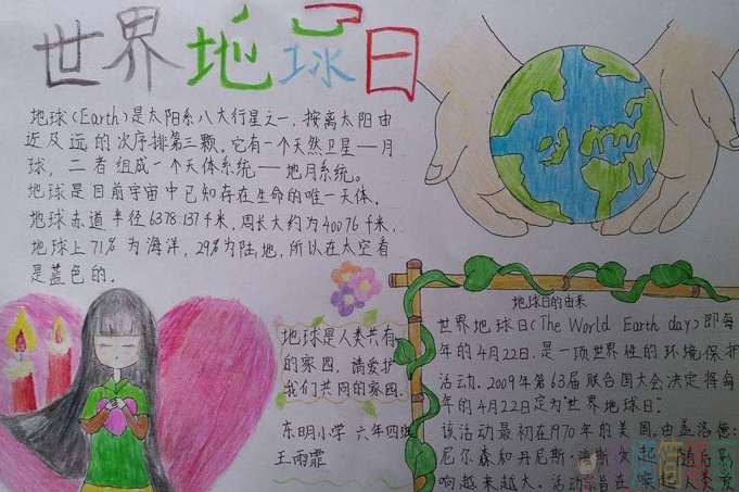 2020年世界地球日手抄报，保护环境爱护地球从我做起