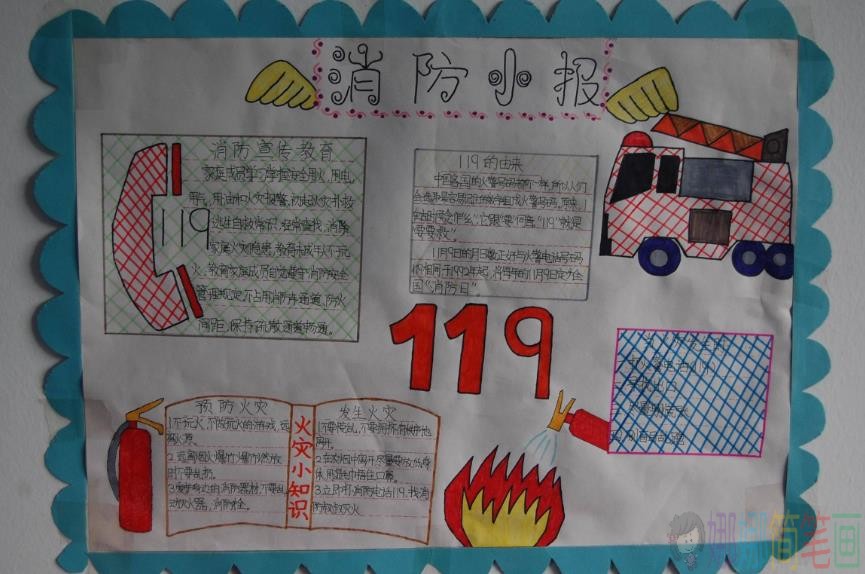 学习消防知识手抄报，手绘消防安全优秀手抄报作品