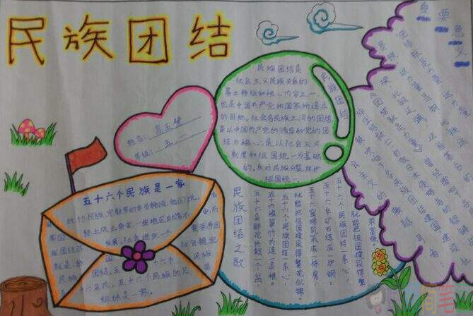 民族团结手抄报内容,民族团结手抄报简单的图片