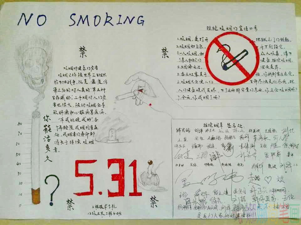 漂亮的世界无烟日手抄报作品大全，远离香烟爱我家园