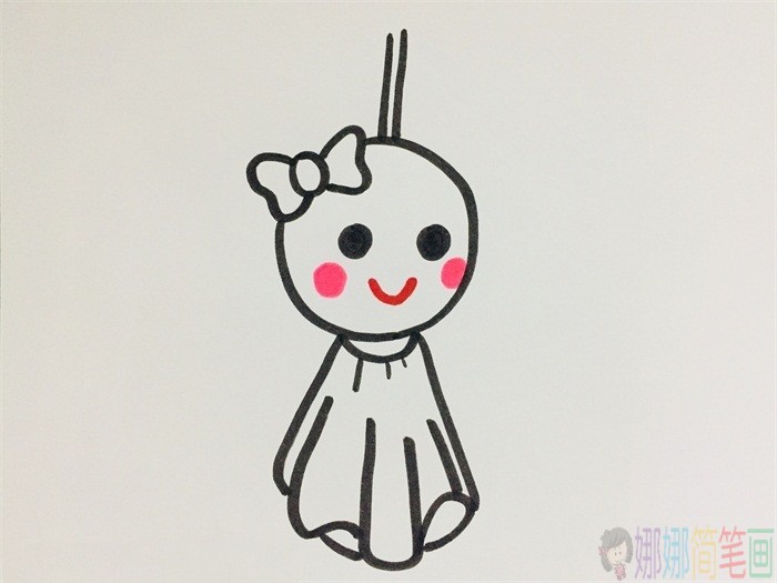 晴天娃娃简笔画教程,简单的晴天娃娃简笔画