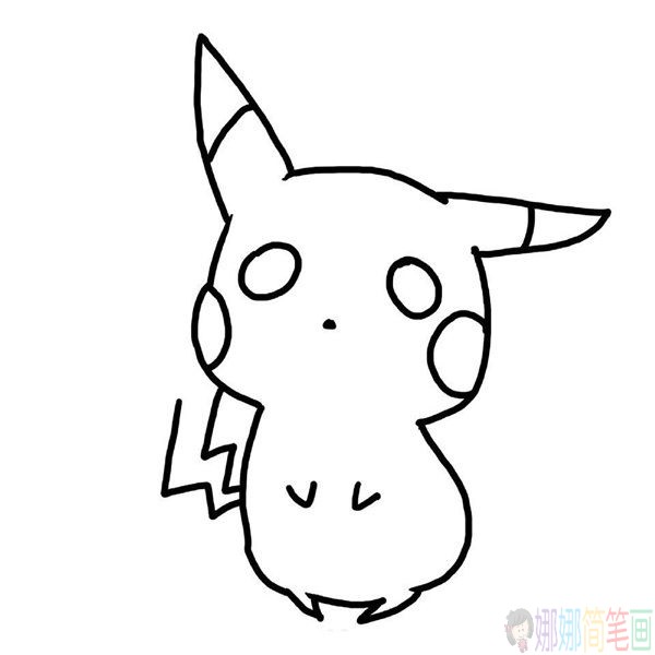 皮卡丘简笔画画法,呆萌的皮卡丘简笔画步骤