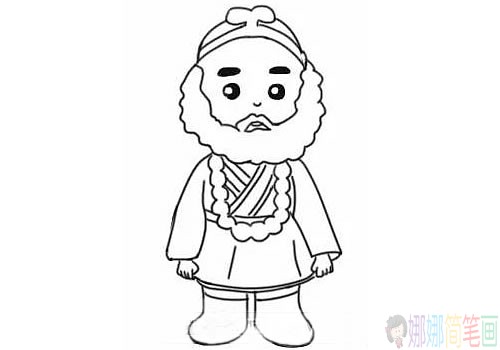 沙僧简笔画带颜色,沙僧简笔画步骤图