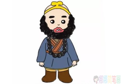沙僧简笔画带颜色,沙僧简笔画步骤图
