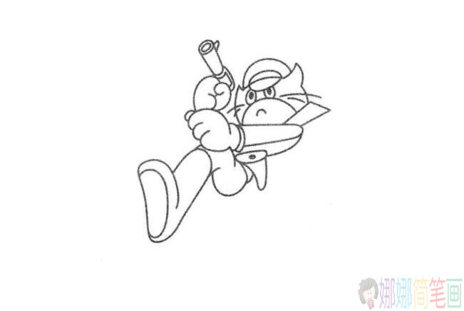 简笔画，动画卡通人物-黑猫警长简笔画教程教学操作步骤图片