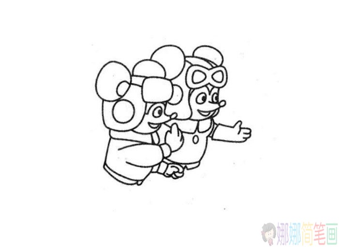 简笔画，舒克与贝塔简笔画教学步骤