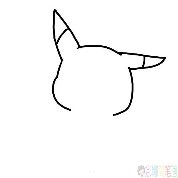 皮卡丘简笔画画法,呆萌的皮卡丘简笔画步骤