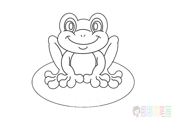 站在荷叶上的青蛙简笔画画法步骤图片