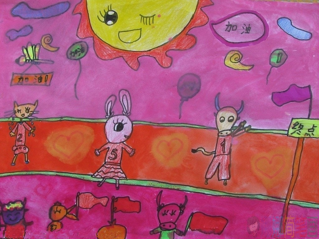关于运动会的儿童画,好看简单的运动会儿童画作品大全